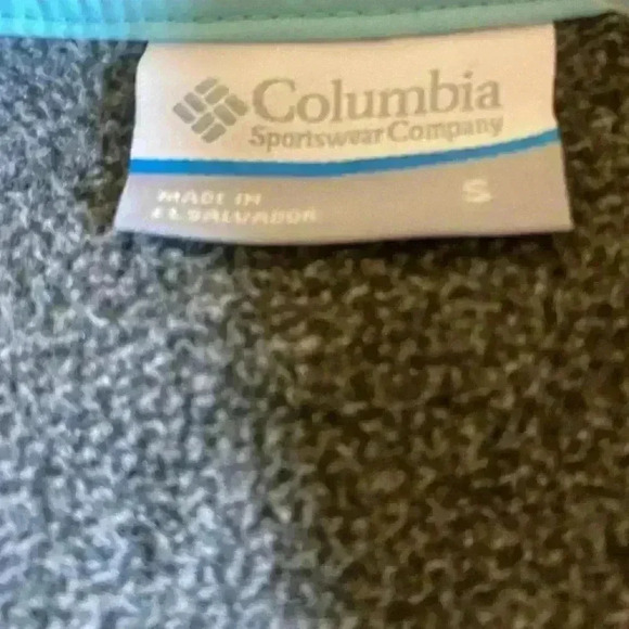 Women’s Columbia PFG Fleece pullover gray & mint green size small - Picture 3 of 5